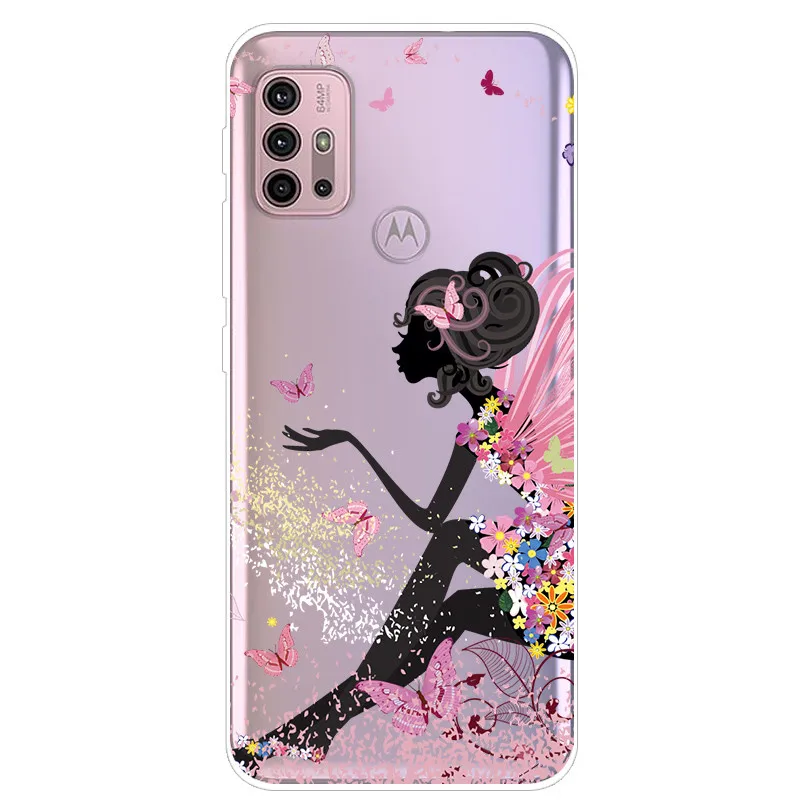 For Moto G30 Case TPU Silicone Soft Cartoon Clear Case for Motorola Moto G30 G10 G60 Phone Cover for Moto G20 Transparent Coque