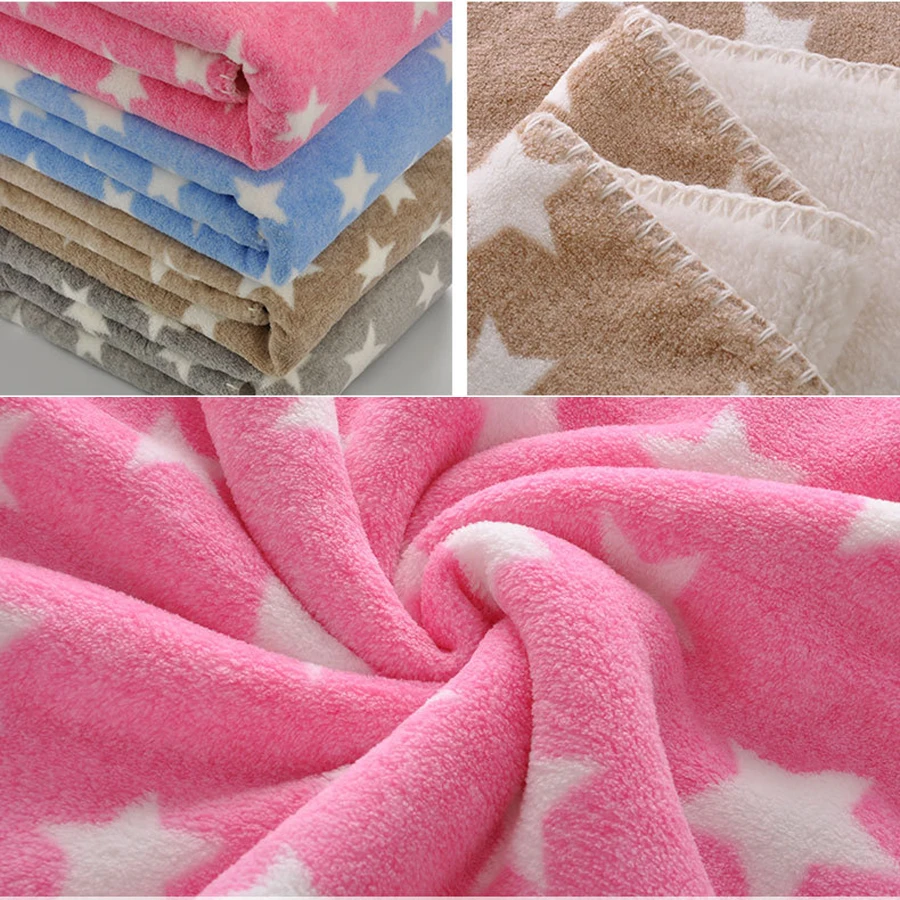 

Double Layer Coral Fleece Star Blanket for Newborn Thick Warm Infant Stroller Cover Toddler Swaddle Wrap Blanket Baby Bedding
