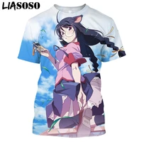 liasoso new harajuku style tees men women casual t shirt cartoon anime character monogatari 3d print t shirt tops brand clothing