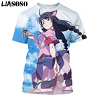 LIASOSO Новый Harajuku Стиль футболки для мужчин и женщин на каждый день футболка с рисованным аниме персонажа Monogatari 3D и принтом, футболка, Топы, брендовая одежда