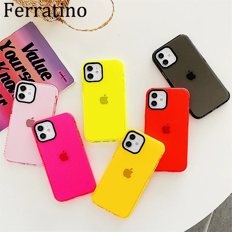

Luxury Candy Color Shockproof Bumper Clear Phone Case for iPhone 13 12 Pro Max 11 X XR XS Max 7 8 Plus SE2020 Soft Cases Cover