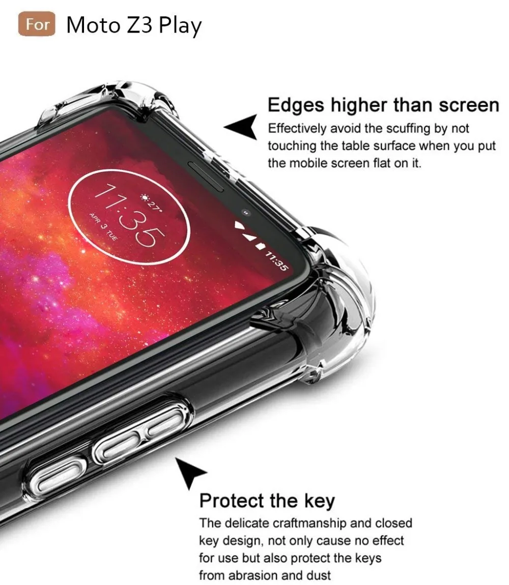 For Moto Z2 Z3 Z4 Play Case Shockproof Armor Clear Soft TPU Back Cover for Motorola G10 G30 G51 G41 G31 G6 Plus G8 G9 E7i Power