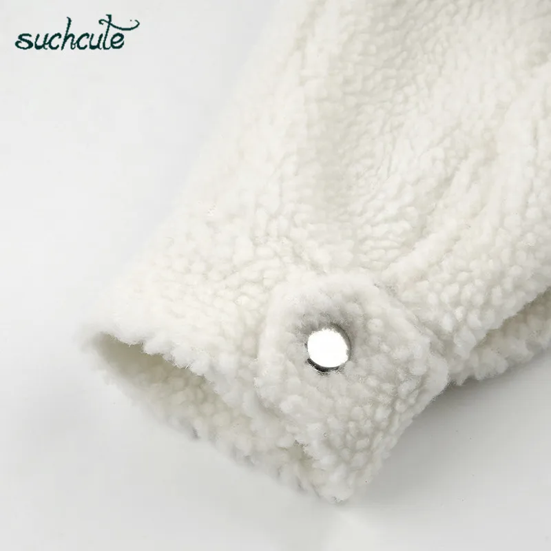 Женское бархатное пальто SUCHCUTE теплое из овечьей шерсти с пуговицами верхняя