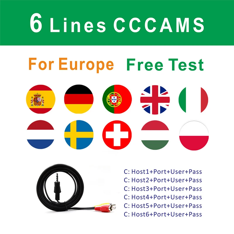 DVBS2 Европа CCCams 6 линий на 1 год бесплатный тест cccams сервер Испания Германия Польша