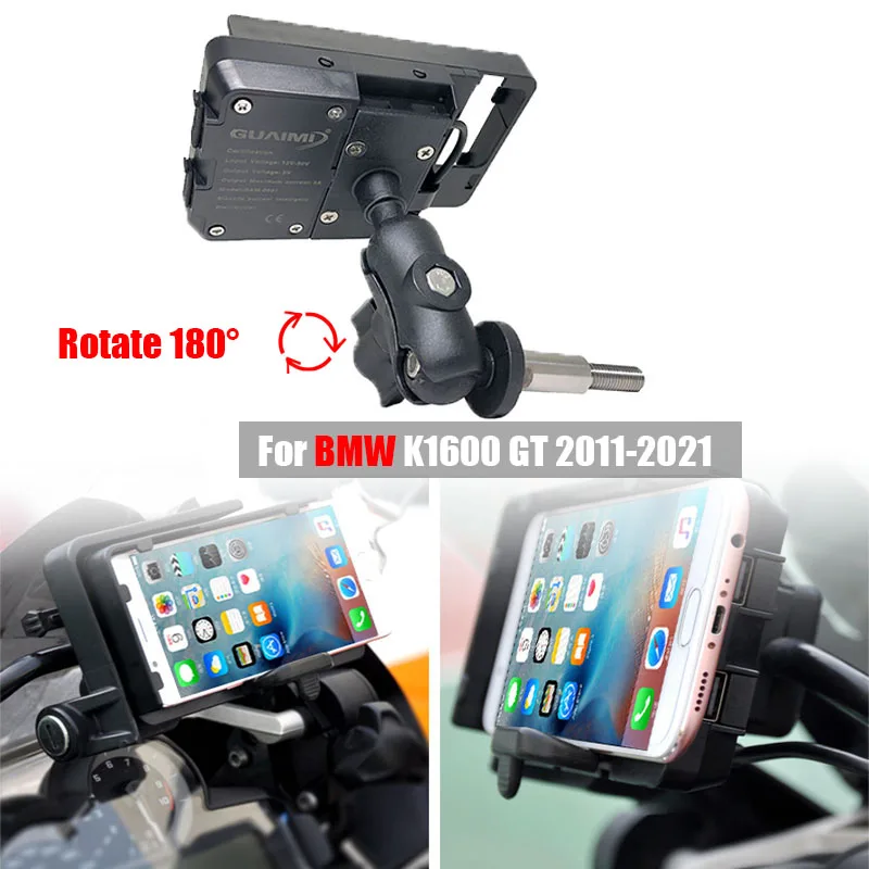 

For BMW K1600GT K1600GTL K1600 GT/GTL 2011-2021 2020 Motorcycle GPS mobile phone holder 2 in 1 wireless/USB fast charger holder