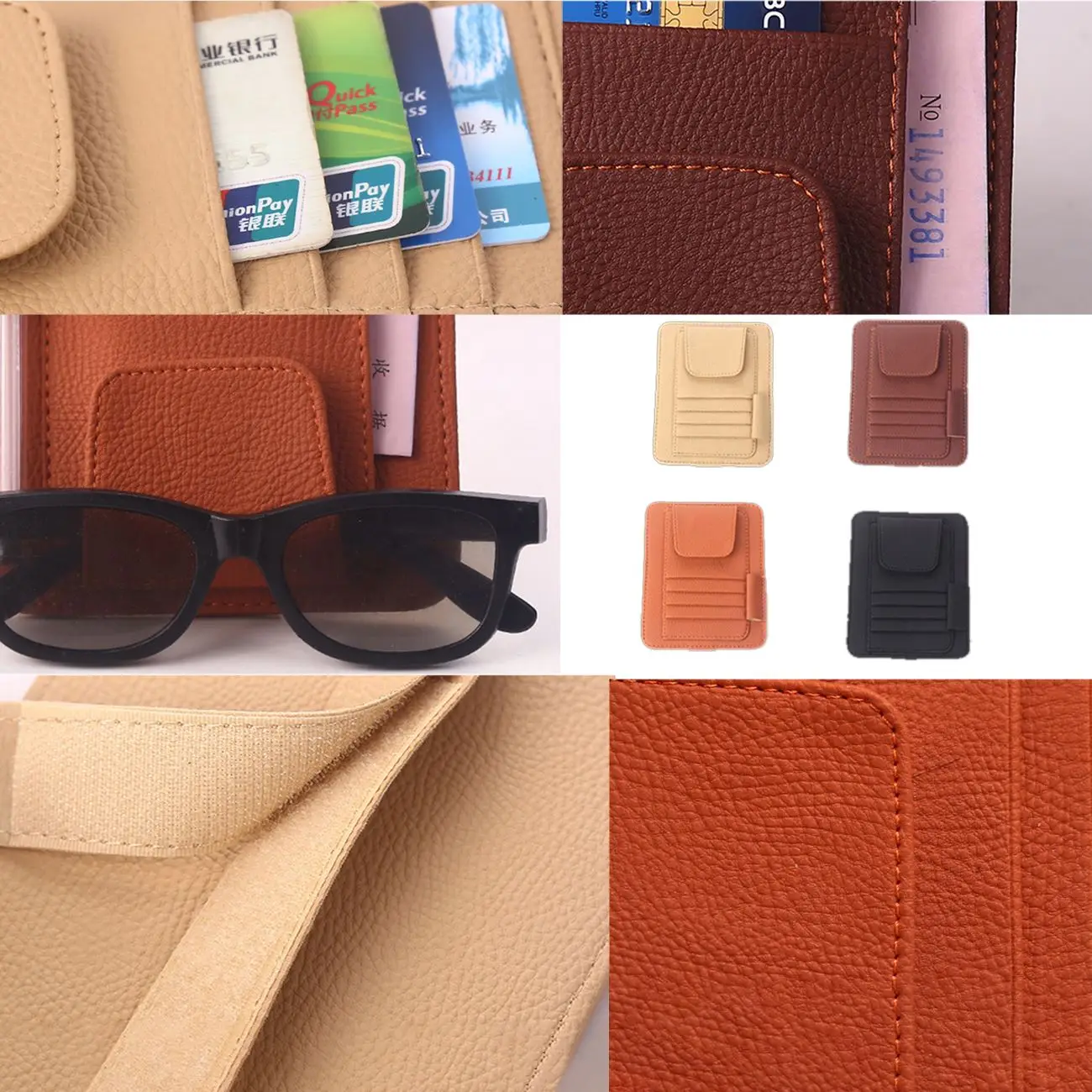 

Car Sun Visor Storage Card Holder PU Leather Storage Bag For Car Sun Visor Installation Box Eye Frame Car Accessories Supplies