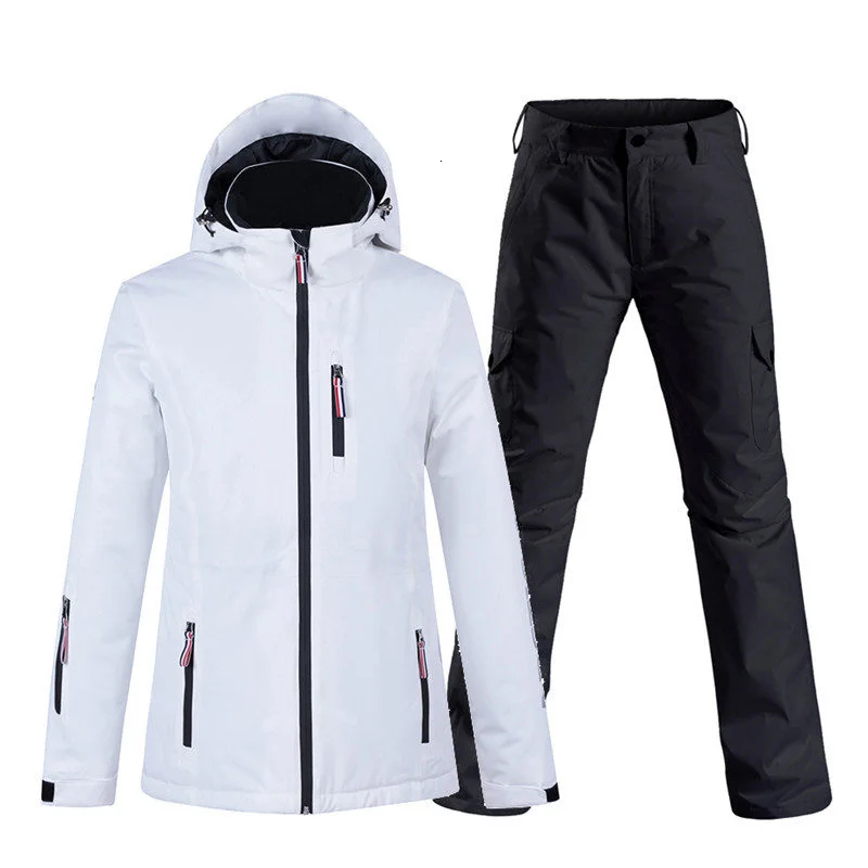 Новый комплект белых снежинок для женщин ветрозащитный лыжный костюм