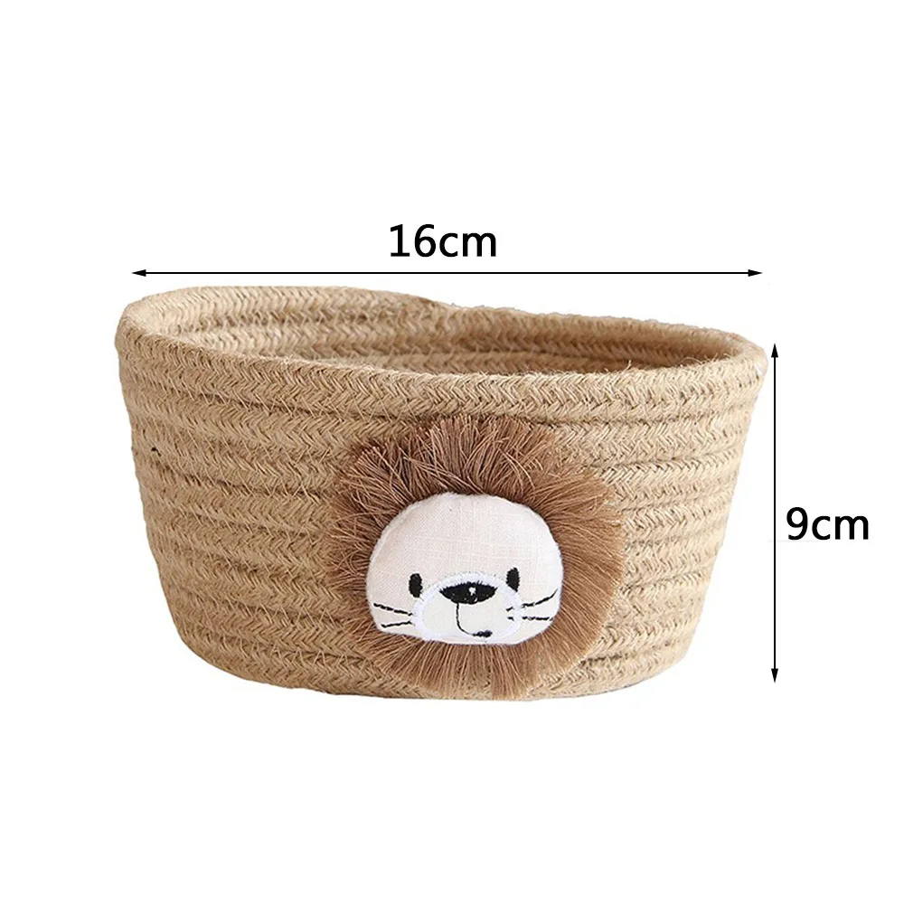 

Hand Woven Storage Basket Desktop Organizer Cartoon Animals Sundries Storage Box Case Kids Toys Gadgets Holder Laundry Baskets