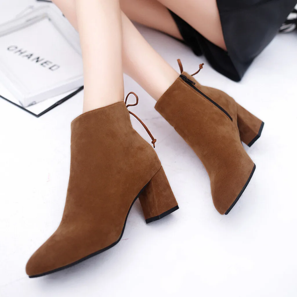 Женские замшевые ботинки коллекция 2019 года Элегантные ботильоны однотонные на