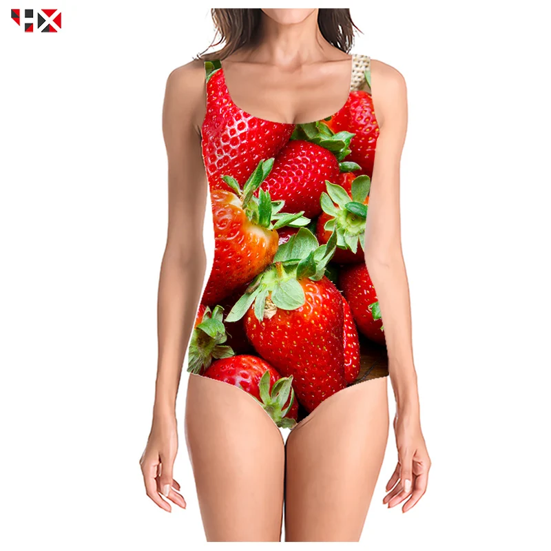 Женский купальник с 3D принтом привлекательный слитный свежих фруктов женские