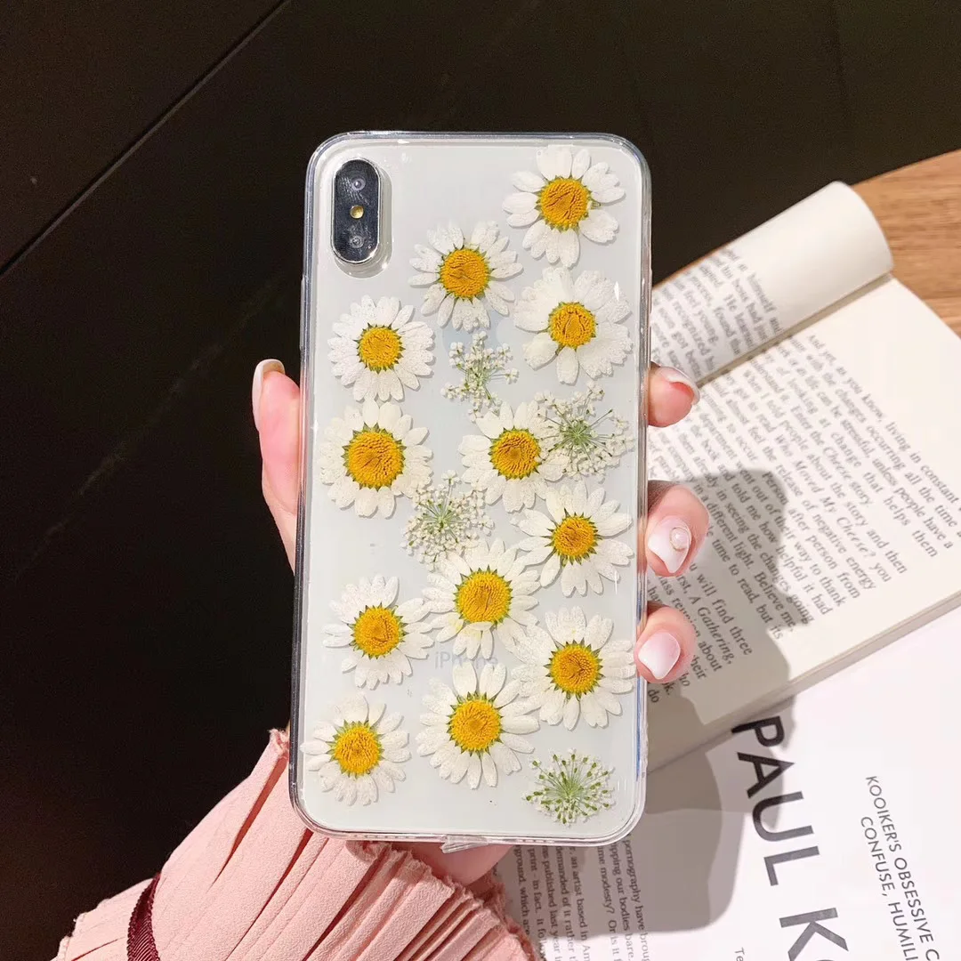 25 Настоящие сухие цветы чехол для телефона для iPhone X 7 8 Plus прозрачный мягкий ТПУ красивый прессованный задний Чехол для iPhone 11 11 Pro Max - Цвет: 25