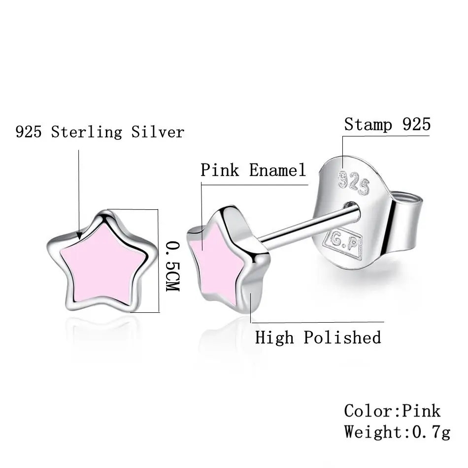 Женские серьги гвоздики из серебра 100% пробы с эмалью|heart stud earrings|fashion earringsstud earrings |