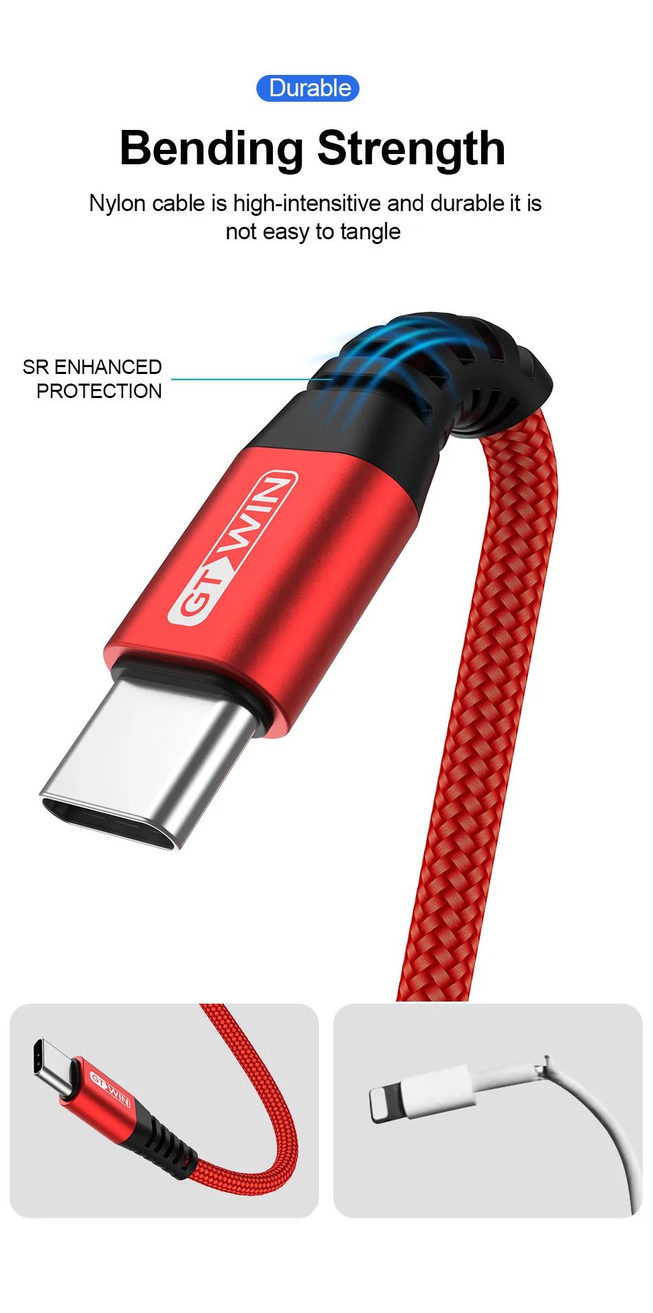 GTWIN 3A type C USB кабель быстрое зарядное устройство для samsung S10 S9 S8 мобильный телефон зарядный провод для Xiaomi mi9 Redmi note 7 Android