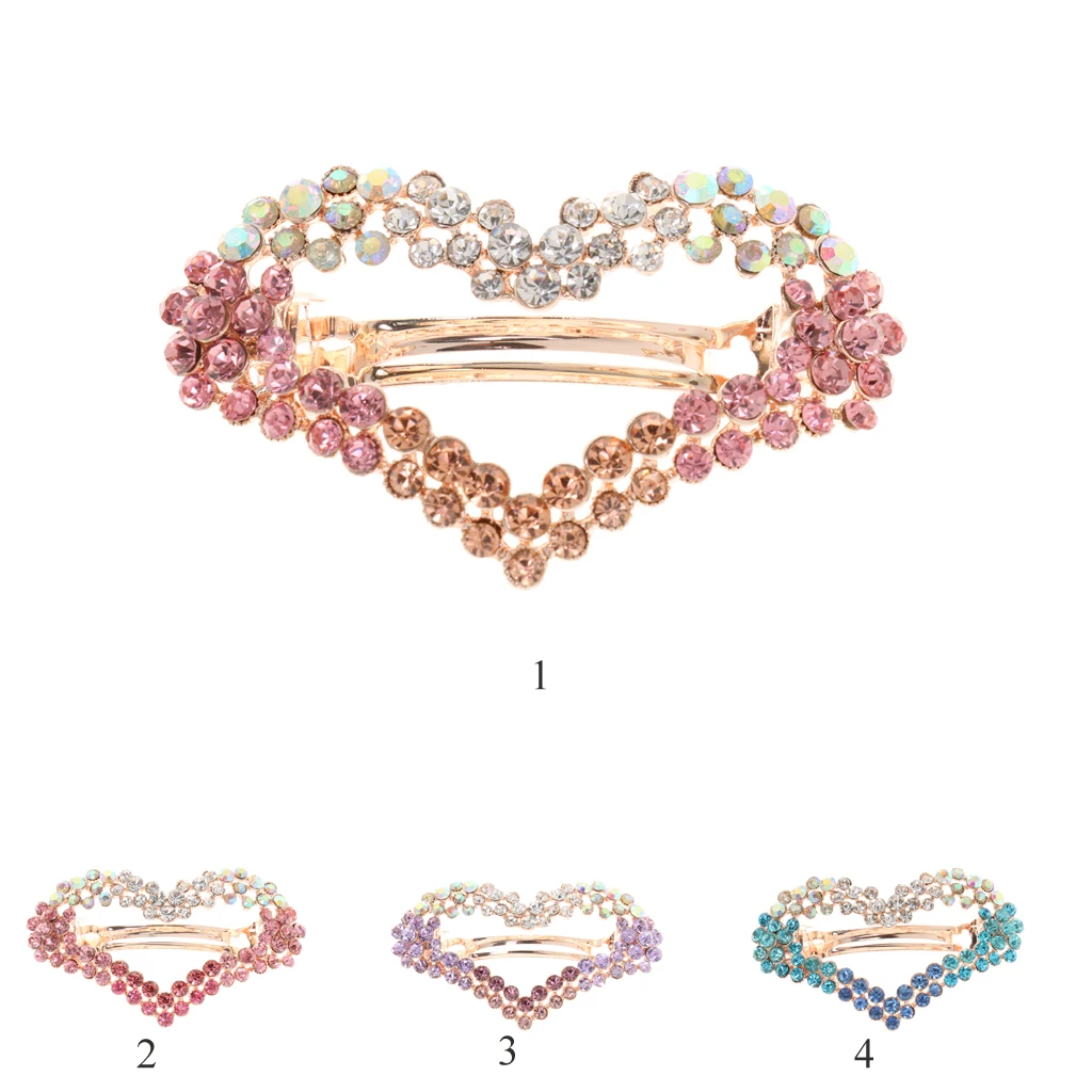 

Fashion Women Girls Hair Clips Bling Crystal Rhinestone Heart Hair Clip Barrette Hairpin 6.5*4cm