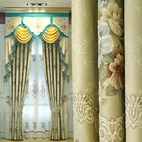 europe pastoral floral embossed jacquard luxury blackout curtains for bedroom living room sheer fabric drape x07540