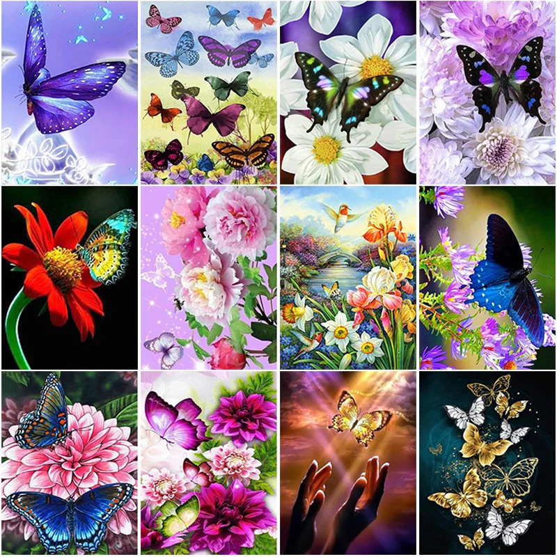 

DIY Butterfly 5D Diamond Painting Full Round Drill Set Embroidery Cross Stitch Kit Resin Handmade Wall Art Home Decor Gift