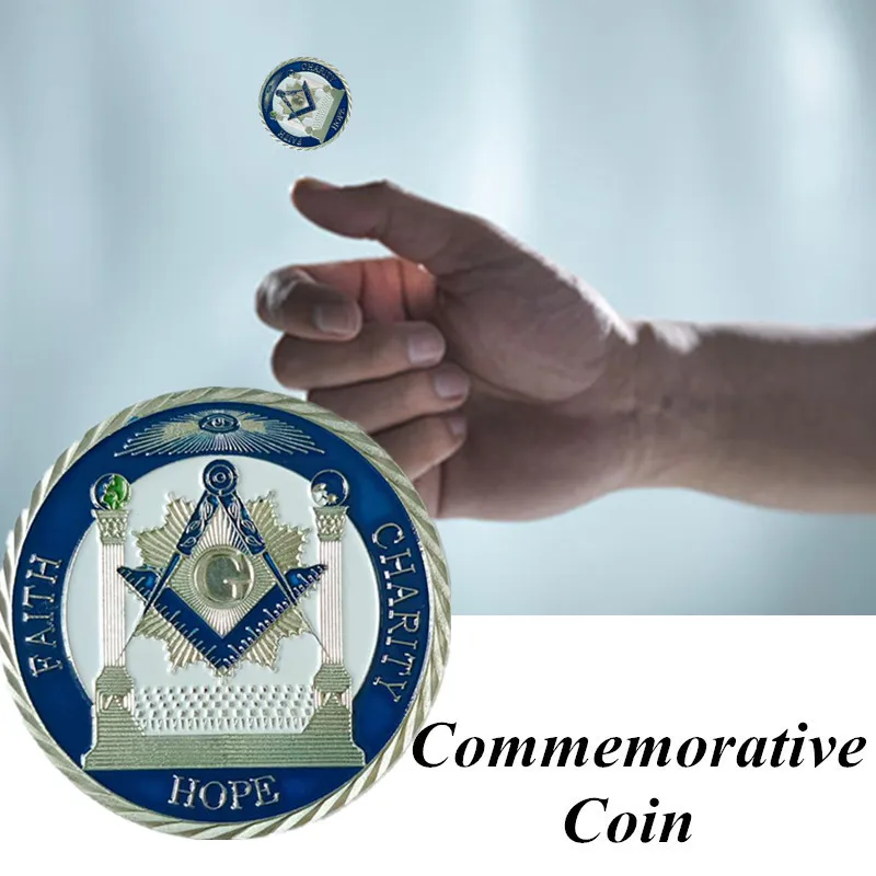 

2 colors Freemasonry commemorative coins three-dimensional baking varnished gold-plated art collection gold liberty coin