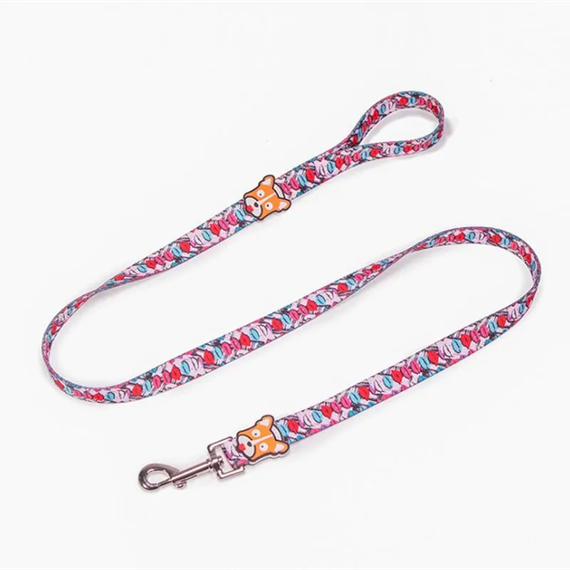 Leash Поводок для собак с регулировкой, не тянется, с красочным рисунком, легко управляемая ручка для маленьких и средних собак, тренировочный жилет для прогулок - Цвет: Leash