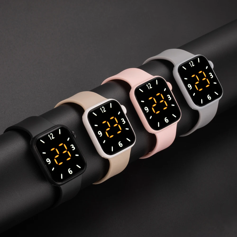 

Men's Women's Electronic Watch Buttons LED Digital Date Display Clock Couple Watches Soft Silicone Waterproof Sports Wristwatch