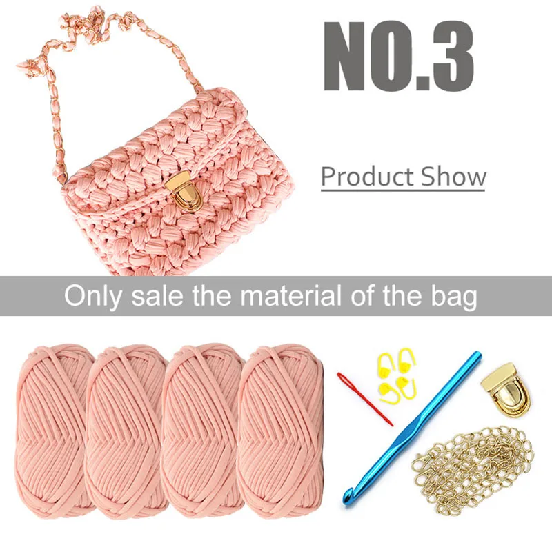 Meet pink bag Ручная сумка Материал пакет, сеть видео плетеная крючком Футболка мешок материал пряжи, поставляется с видео учебник DIY подарок - Цвет: Meet pink bag