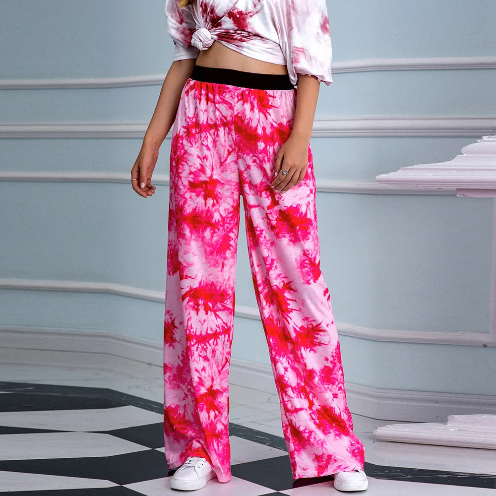 

Модные свободные брюки для бега женские широкие 3D Печатные Брюки эластичные размера плюс штаны с высокой талией для женщин прямые брюки для...