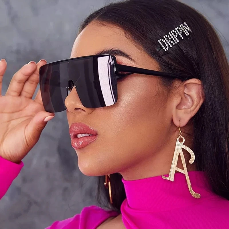 

Oversized Shades Sunglasses Women One Piece Square Glasses Big Frame Sun Glasses Female Vintage Retro Oculos Feminino