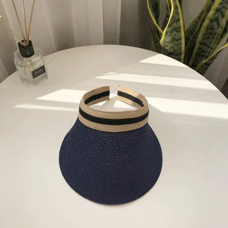 

2021 hot sale Summer lady Empty Top Sun Visor Hat Summer straw Wide Brim Sun Caps UV Protection Hat For Men And Women
