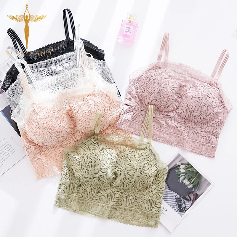 

Sexy Skinny Underwear Womens Casual Elastic Tube Tops Lace Embroidery Patchwork Strap Bra Summer Wrap Chest Pad Crop Tops Femme