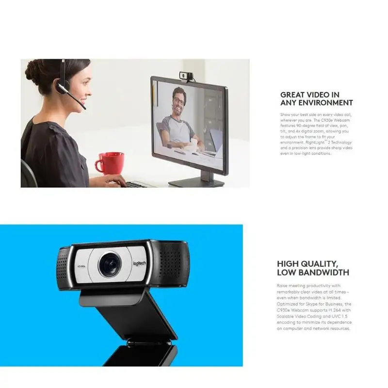 Обновленная от производителя (б/у): Веб камера Logitech C930e HD Smart 1080P с крышкой для
