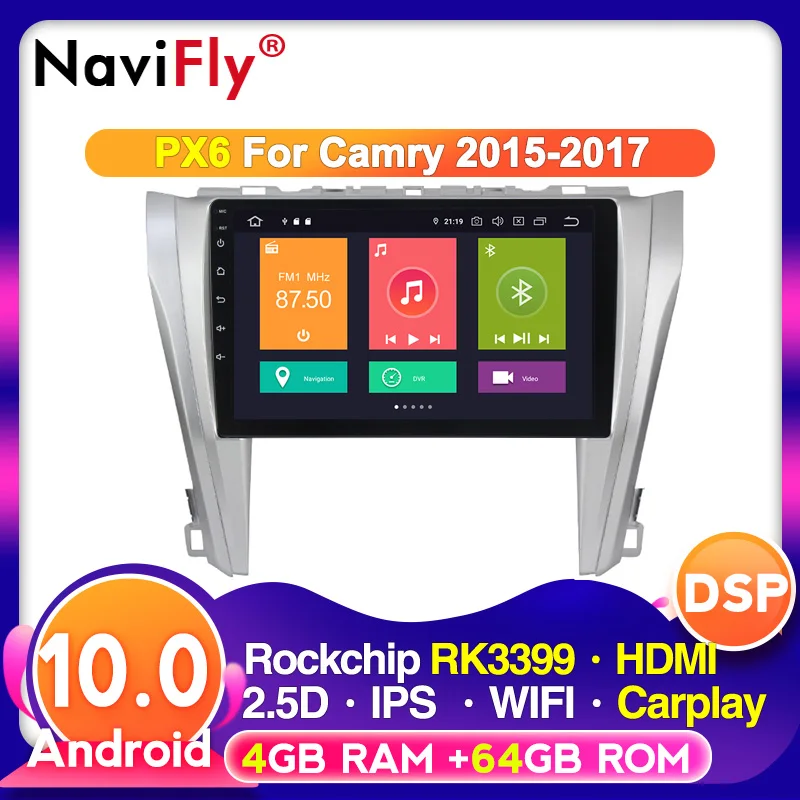 Android 10 DSP IPS Восьмиядерный для Toyota Camry 7 XV 50 55 2015 - 2017 Автомобильный GPS мультимедийный