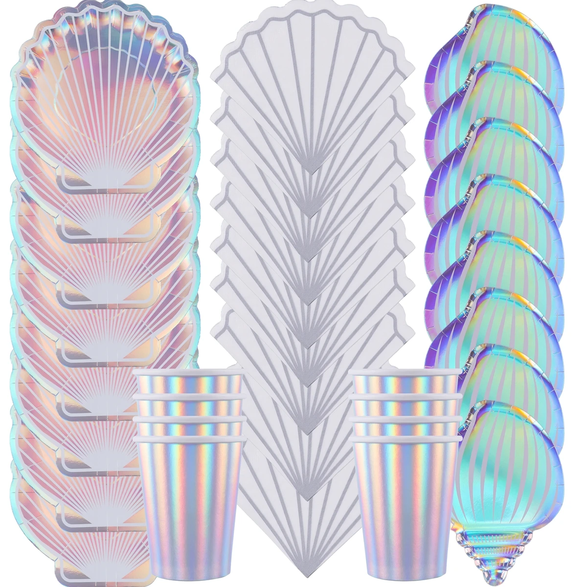 

Little Mermaid Girls 1st Birthday Party Decor Mermaid Party Colorful Shell Disposable Tableware Summer Beach The Sea Party