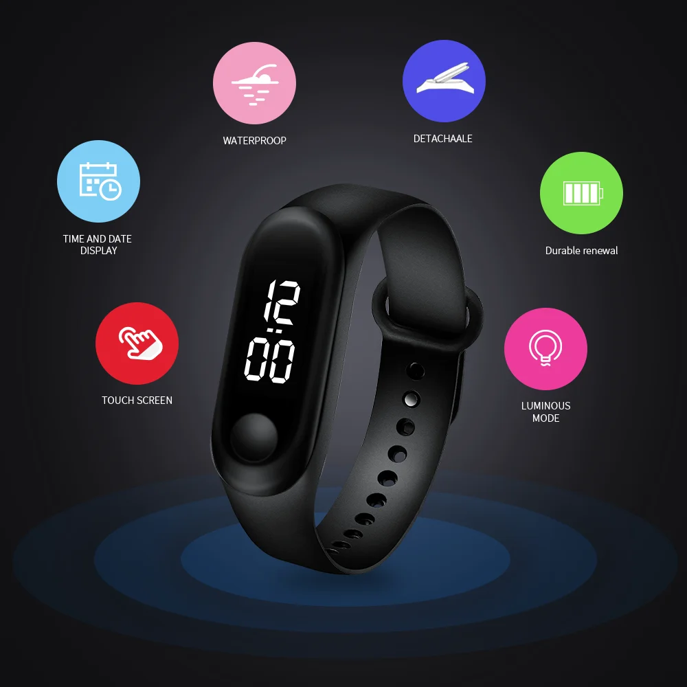 Мужские часы спортивные светодиодный Электронные цифровые наручные яркие цвета