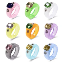 no 7 size fashion design personality diamond candy color resin ring creative diy ring jelly color ring index finger ring