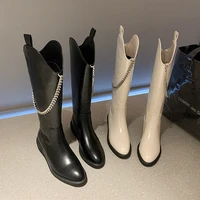 long boots female british style knight boots thin section 2021 fashion wild new wild black high tube motorcycle boots women