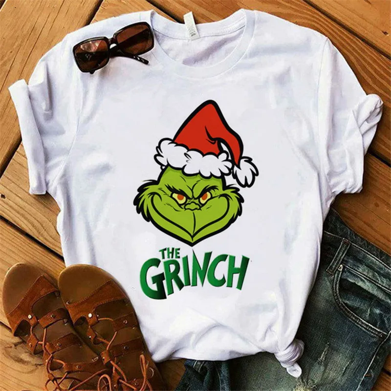 

Funny Grinch Printed Tshirt Christmascute Letter Grinch Harajuku Female Short Sleeved Tops Tees Unisex Casual T-shirt Streetwear