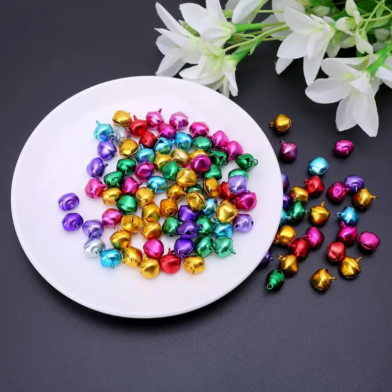 

100pcs Aluminum Mini Jingle Bells Loose Beads Charms Pendants for Festival Party Christmas Tree Decor DIY Craft Accessories R7RB