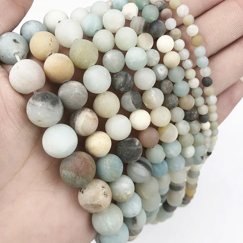 

Matte Natural Amazon Stone Beads ROUND 6 8 10 12mm Charms Loose beads For Jewelry Making DIY Bracelets Necklace Accessories 15''