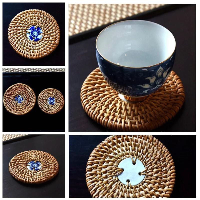 Подставки для столовых приборов круглые подставки из ротанга коврики кухонного