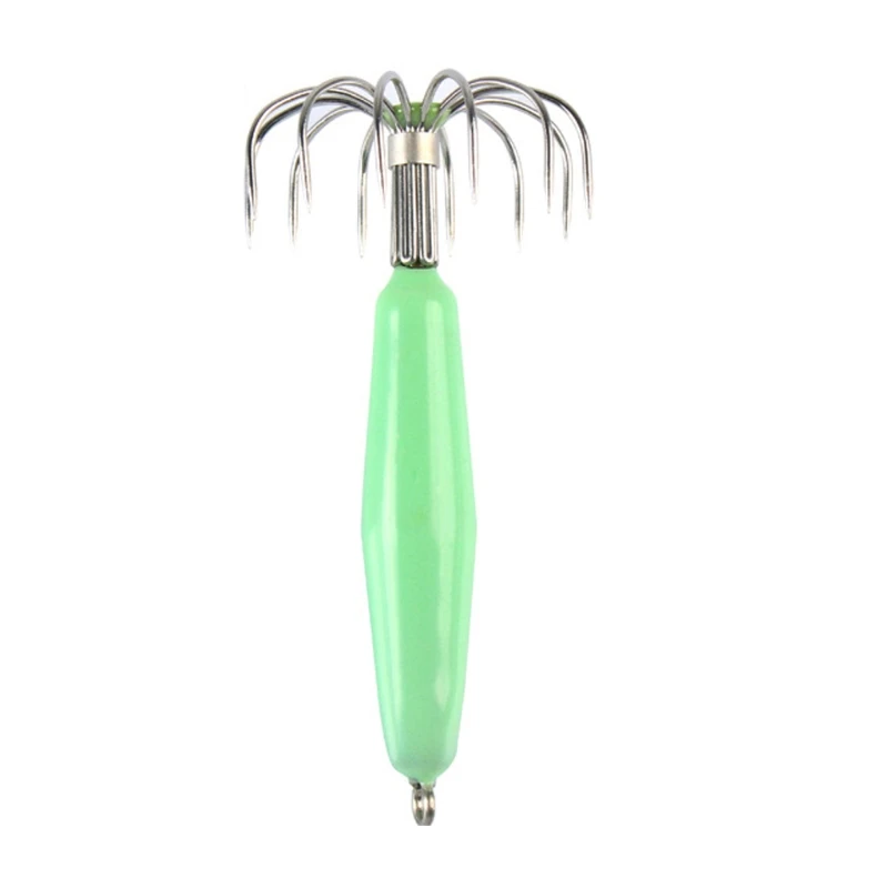 

Stainless Steel Luminous Squid Hooks Fishing Tackle Lures Squid Jigs Hook 12 Pin 448D