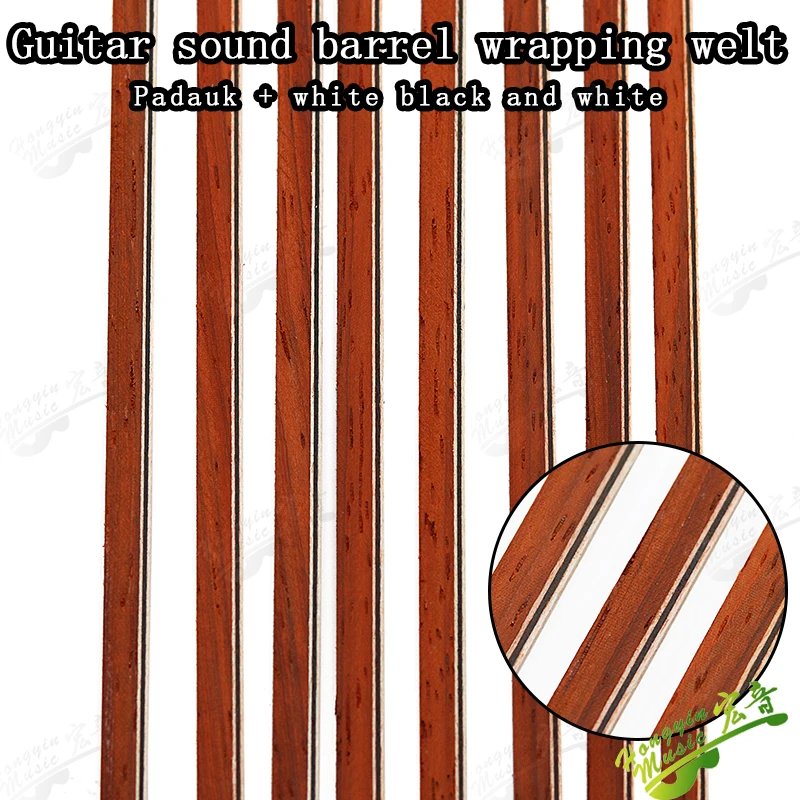 Фото Обвязка для гитары padauk + WH + BK + WH, 20 шт., инкрустация корпуса, полоса для очистки гитары, бас-гитары, дерево аксессуары для гавайской гитары №1