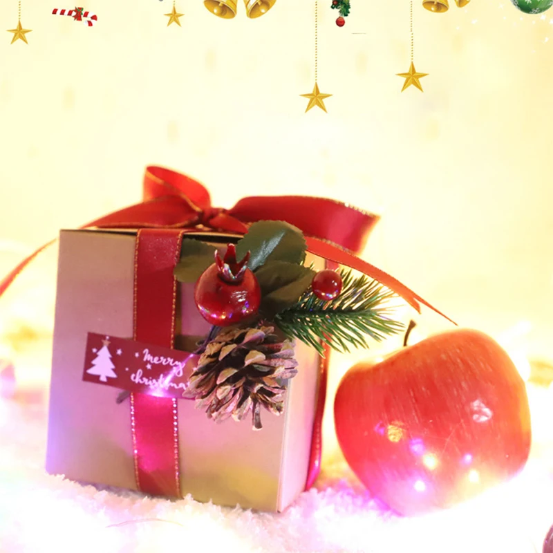 10 шт. Рождественская Подарочная коробка крафтовые мешки для конфет с веревками