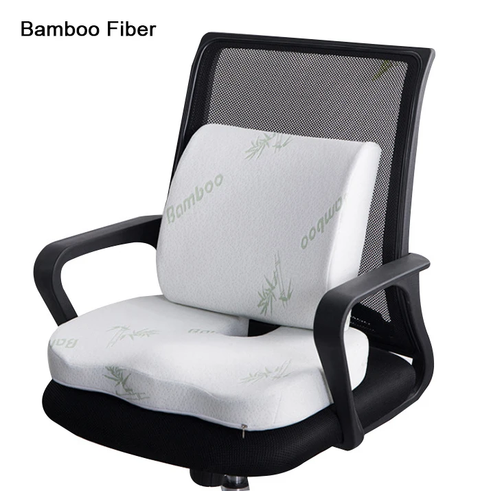 Bamboo Fiber 2 шт. ортопедические пены памяти Автомобильное сиденье Подушка задняя подушка набор медленный отскок для офисного стула поддержка талии копчик облегчение боли - Цвет: Bamboo Fiber