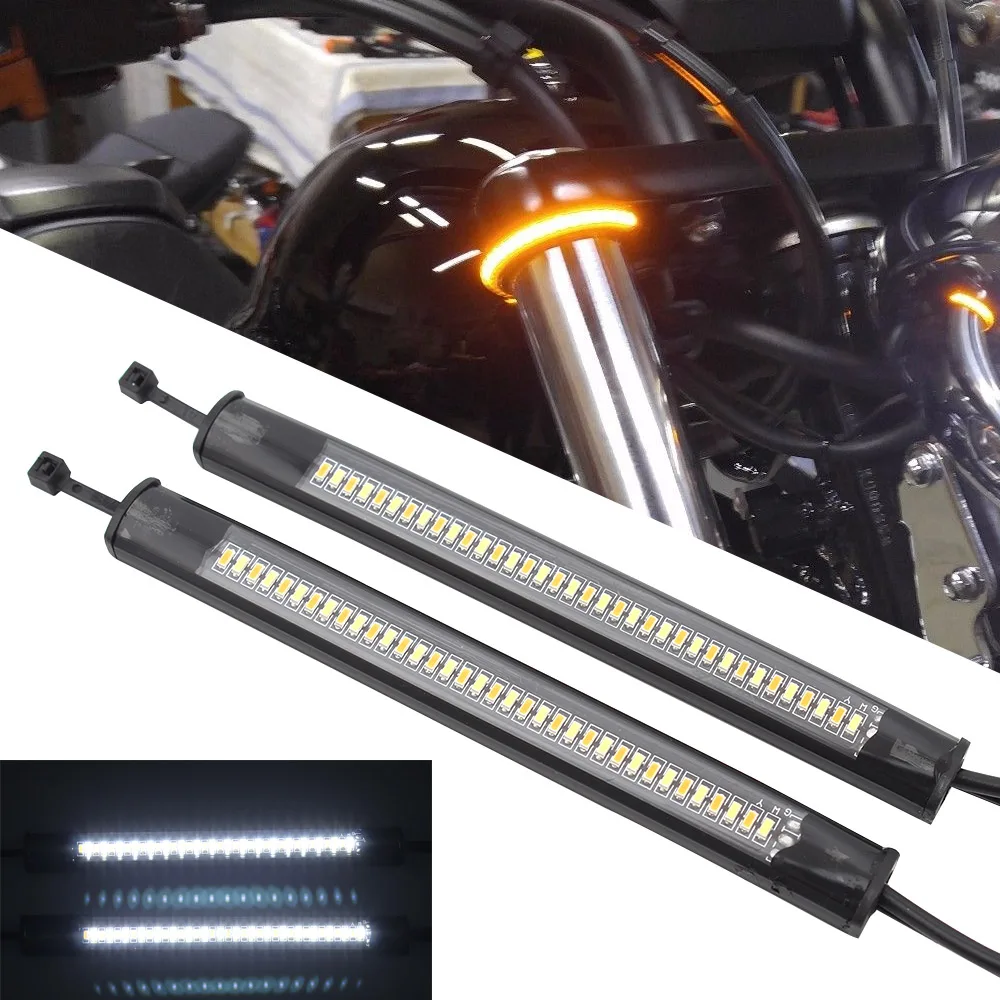 

Светодиодсветильник лента 12 В для мотоцикла, Белый/янтарный свет, Задний сигнал поворота, стоп-сигнал, задний тормоз, фонарь, стоп-светильни...