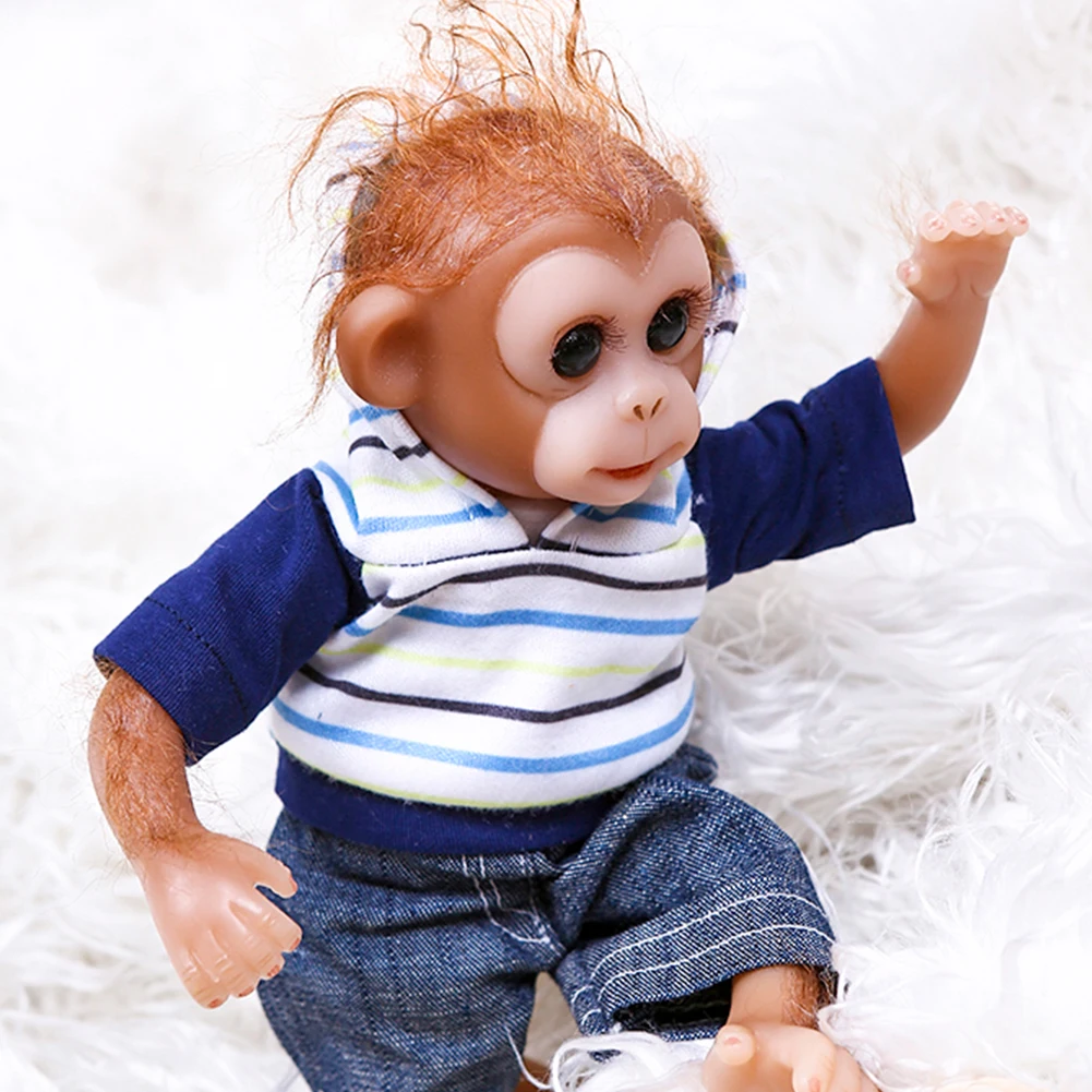

26cm Child Mini Toy Silicone Lifelike Baby Cute 3D Eyes Realistic Monkey Simulation Handmade Reborn Doll Soft Gift