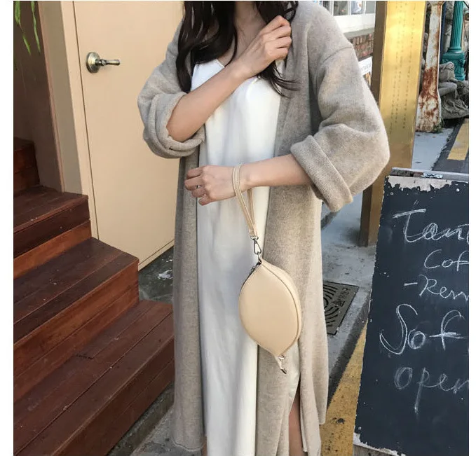 Autumn Winter Women's Cardigan Simple Belt Female New Fashion Long Coat Loose Type Wool Knitted Cardigan Female Outwear