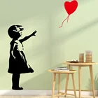 Настенная Наклейка Banksy, классический красный воздушный шар для девочек, украшение для детской комнаты, наклейка, декор для спальни, Настенная виниловая наклейка