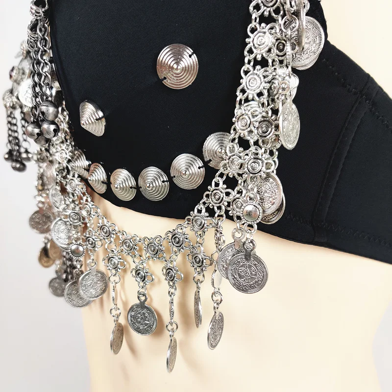 Для женщин танцевальная одежда Серебряная цепочка металлическими шипами