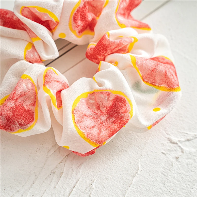 

Sweet Hair Scrunchies Fashion Simple Basic Elastic Hair Bands Ponytail Holder Cute Fruit Print Scrunchie Hair Tie For Girl Women