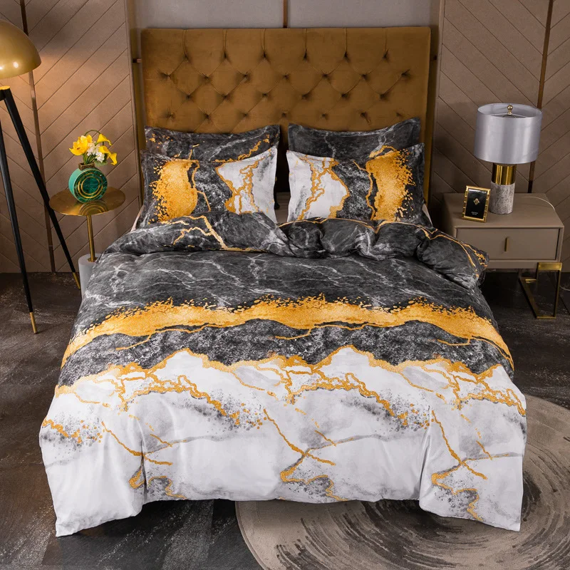 

Nordic beding set luxury Marbling geometry duvet cover set king size home Single Double Quilt Cover hotel Bedroom decoration