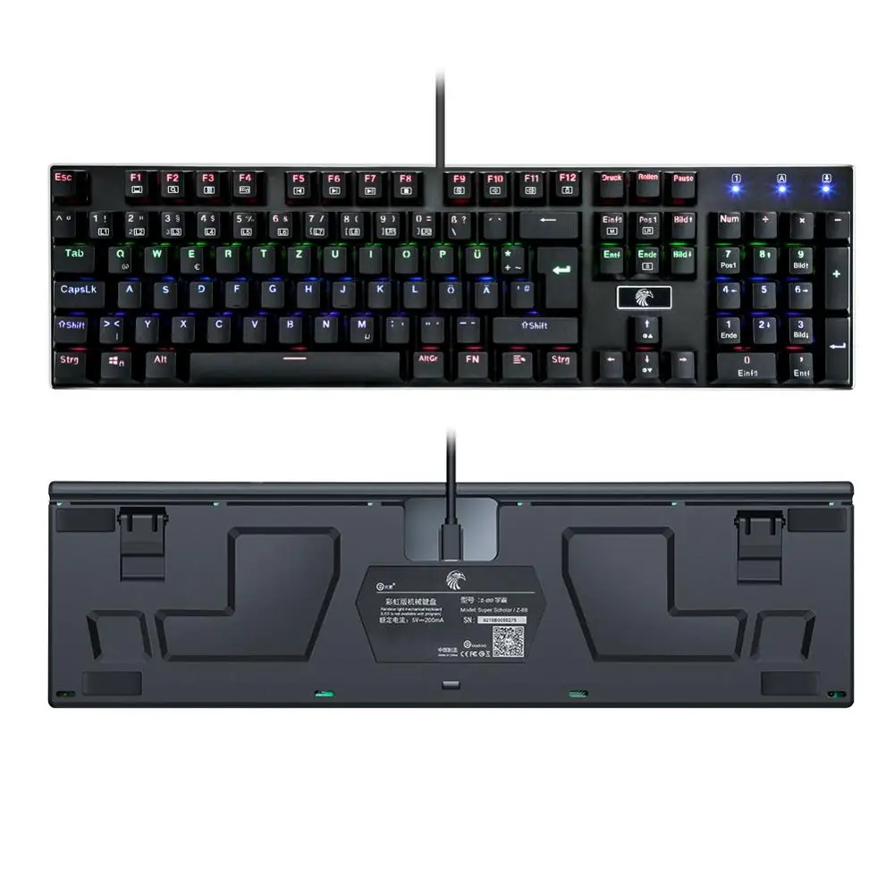 Keyboard Wired Gaming Rainbow LEDBacklit 105 Anti-ghosting Blue Switch For Game Laptop PC German Layout | Компьютеры и офис